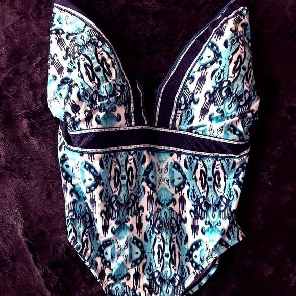 Jantzen Blue Paisley Racer Back One Piece - Picture 1 of 5